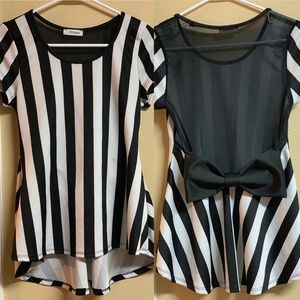 Striped shirt with bow on the back